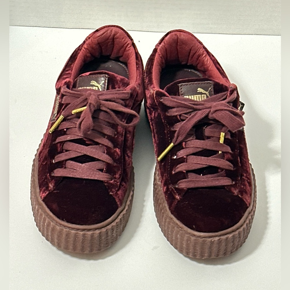 Puma Burgundy Sneakers with Gold Details
